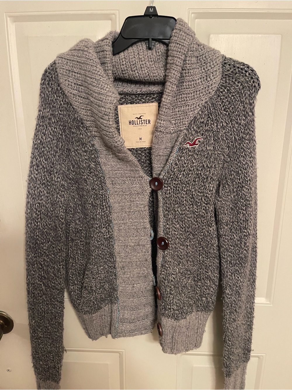 Hollister Men's Two-Tone Gray Shawl Cardigan